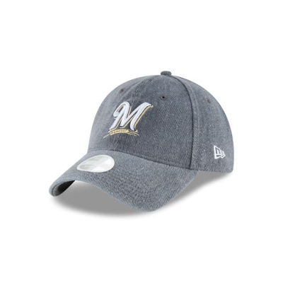 Grey Milwaukee Brewers Hat - New Era MLB Faded Denim 9TWENTY Adjustable Caps USA2738950